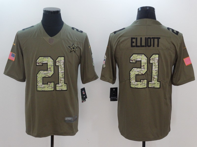 Men Dallas Cowboys #21 Elliott Camo Nike Olive Salute To Service Limited NFL Jerseys->calgary flames->NHL Jersey